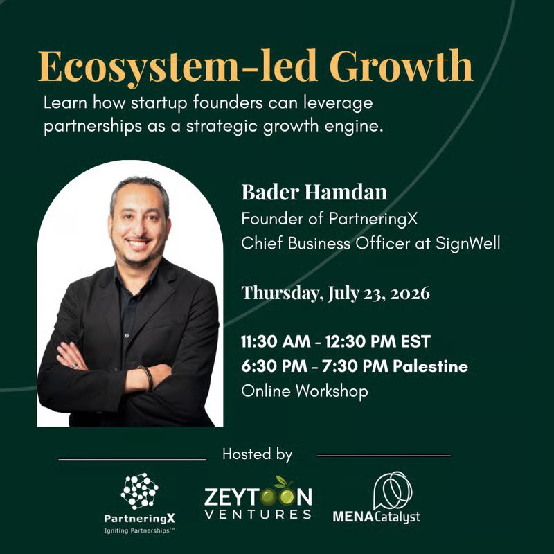 Event flyer: Ecosystem-led Growth with Bader Hamdan