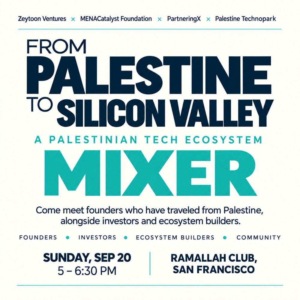 Event poster: From Palestine to Silicon Valley mixer